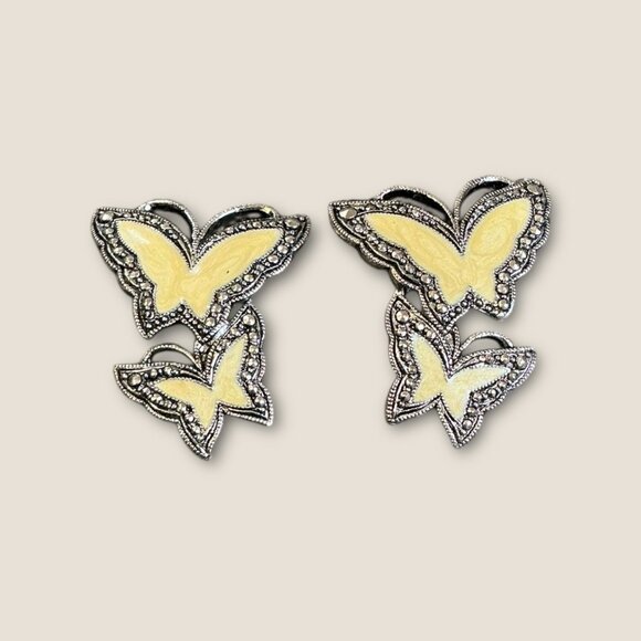 Avon Whispering Wings Double Butterfly Post Earrings - Picture 2 of 5